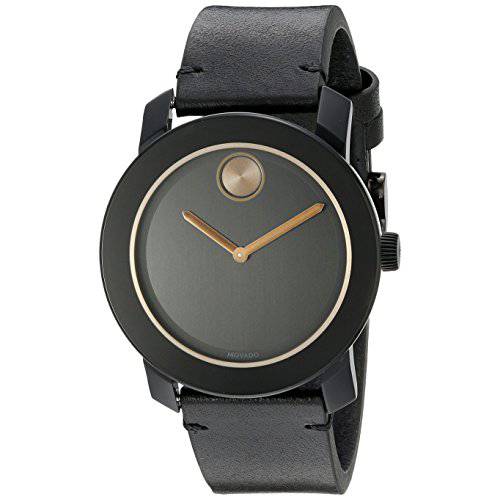 Movado Men’s 3600297 Stainless Steel Watch with Black Leather Band