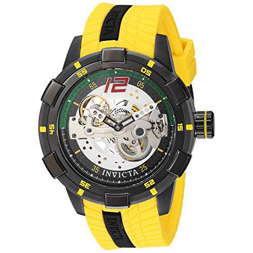 Invicta Men’s ’S1 Rally’ Automatic Stainless Steel and Silicone Watch, Color:Yellow (Model: 26617)