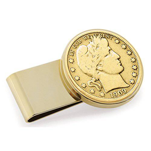 Gold-Layered 실버 바버,이발사 1/2,하프 Dollar 스테인레스 스틸 동전 머니클립