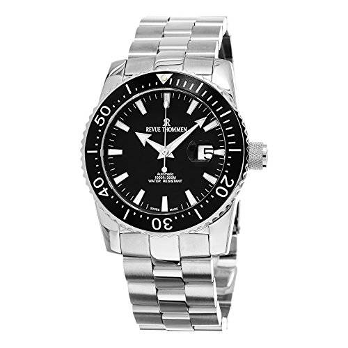Revue Thommen Diver 46 MM Mens Black Dial Stainless Steel Automatic Date Swiss Watch 17030.2137