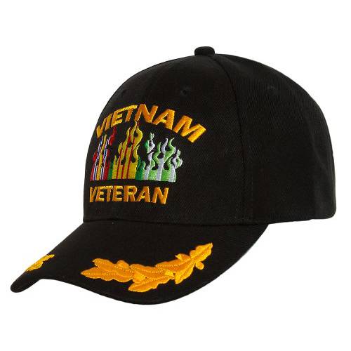 Military Hats Vietnam 재향군인 리본 플레임 블랙 조절가능 캡