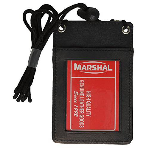 브랜드 New 가죽 넥 스트랩 ID 배지 신용 카드 홀더 파우치 지갑 미니 크로스바디 Many 컬러 by Marshal ( 블랙)