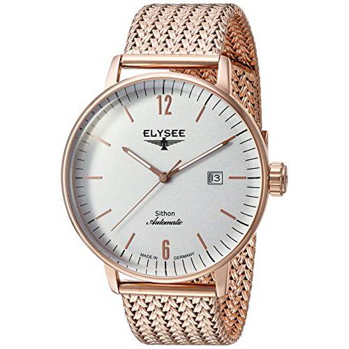ELYSEE Men’s Classic-Edition 골드 Automatic-self-Wind 워치 Stainless-Steel 스트랩, 실버, 20 (모델: 13282M)