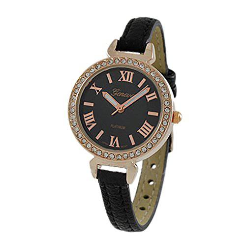 Rosemarie Collections Women’s 라운드 큐빅 and Roman Numeral 제네바 패션 워치