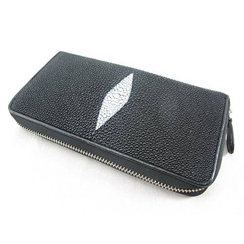 PELGIO 정품 Stingray 스킨 Zip 어라운드 수표 지갑 클러치 지갑 블랙