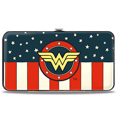 Buckle-Down  여자, 여성용, 우먼스 Buckle-down 힌지 - Wonder Woman/ 로고 아메리카나 레드/ 화이트/ 블루/ Yellow 지갑, 다양한색, 7 x 4 US
