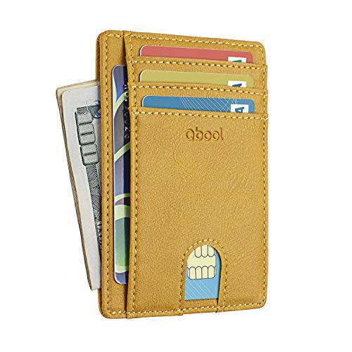Qbool  전면 포켓 Wallet-Minimalist 슬림 가죽 카드 케이스 지갑 여성용 RFID 차단/ 경량 디자인