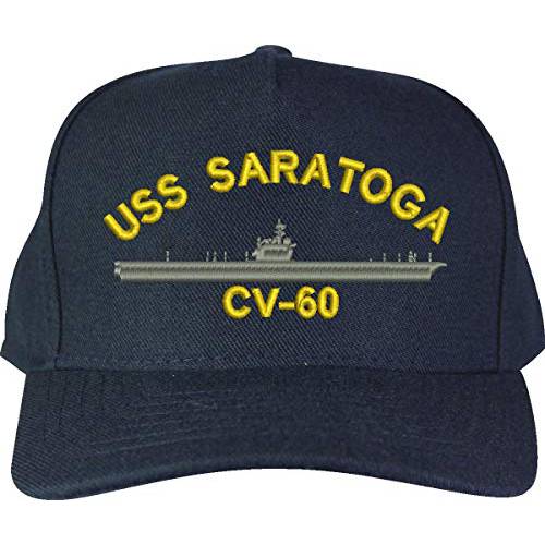 미국 네이비 USS Saratoga CV-60 Supercarrier Ship 엠블렘, 앰블럼 패치 모자 네이비 블루 야구모자