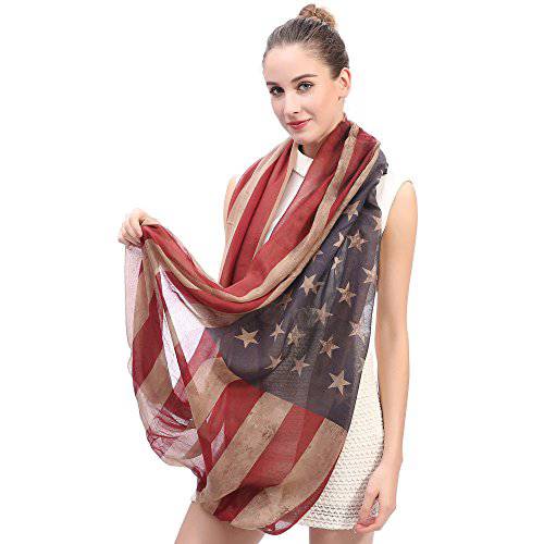 빈티지 아메리칸 깃발 스카프, 유니섹스 패션 프리미엄 Patriotic, Infinity 숄 스카프