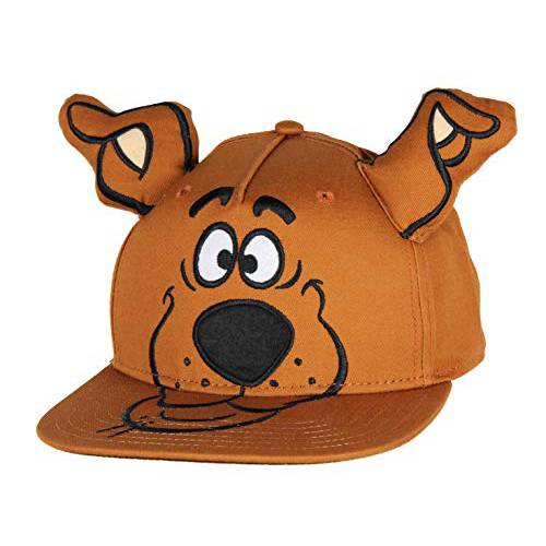 Scooby Doo 자수 캐릭터 페이스 성인 조절가능 스냅백 모자 캡 3D Ears 브라운