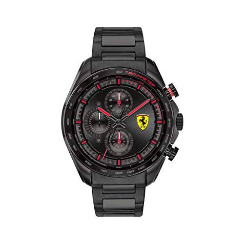 Ferrari Men’s SPEEDRACER 쿼츠시계 스테인레스 스틸 스트랩, 블랙, 20 (모델: 0830654)