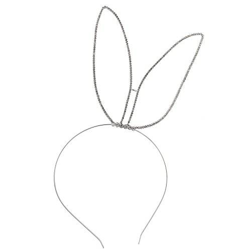 Lux Accessories Silvertone 큐빅 Tilted 사이드 Bunny Ears