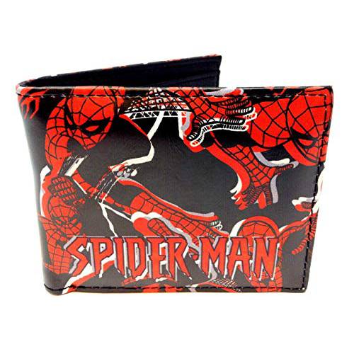 어메이징 Spider-Man Sublimated 그래픽 프린트 PU 인조 가죽 Men’s 바이폴드 지갑