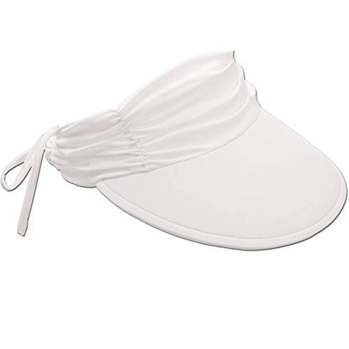 Women’s 썬바이저, 햇빛가리개 모자 - 경량, 포장가능, 조절가능 타이, 4 와이드 플로팅 큰 Brim 자수 로고
