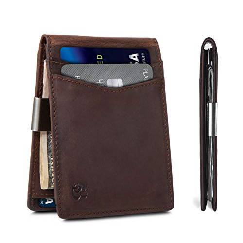 SERMAN BRANDS 머니클립 지갑 - 남성용 지갑 슬림 전면 포켓 RFID 차단 카드 홀더 미니멀리스트 미니 바이폴드