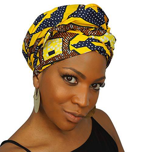The Urban Turbanista 100% 아프리칸 왁스 코튼 Ankara 프린트 머리싸개&  터번 | Authenthic Kente 천 헤드 랩