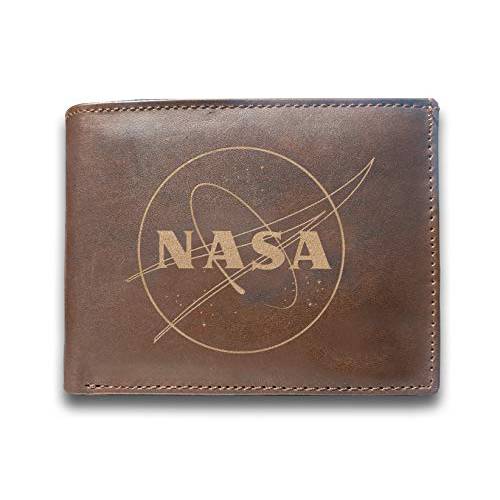 bestkualityseller NASA 정품 쇠가죽채찍 가죽 레이저 각인 조각 슬림폴드 남성용 라지 용량 럭셔리 지갑 지갑 미니멀리스트 매끄러운 and 슬림 브라운 카드 홀더 오거나이저,수납함,정리함 14 포켓, 미디엄