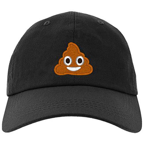 자수 Poop Emoji 캡, 조절가능 야구 모자