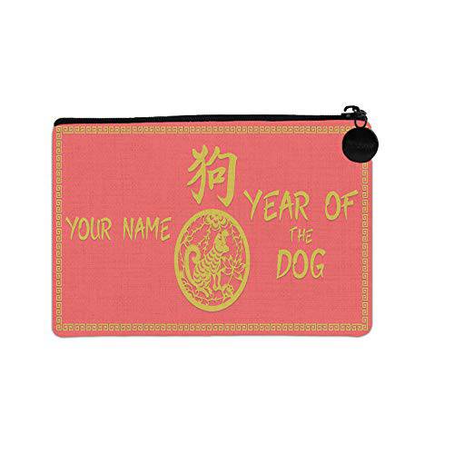 BRGiftShop 개인설정가능한 커스텀 명함 Chinese Zodiac 사인 커스텀 명함 강아지 스몰 리넨 동전 지갑 백 지퍼