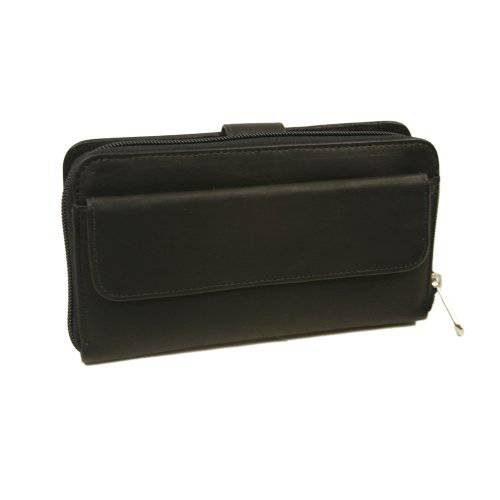 Piel Leather  여성용 Multi-Compartment 지갑, 블랙, 원 사이즈