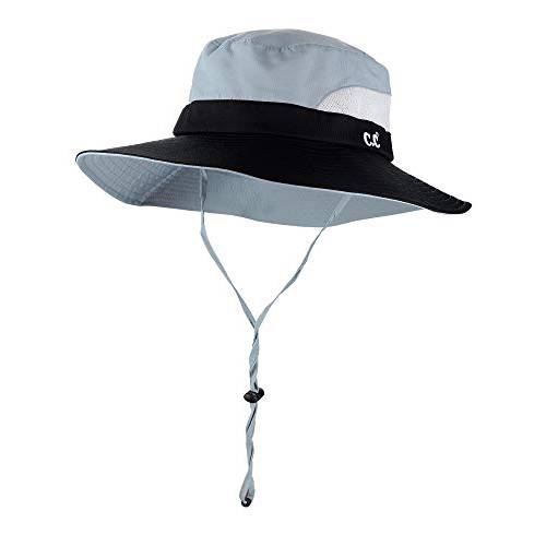 C.C  사파리 썬 모자 넓은챙 모자 포니테일 홀 포장가능 UPF 50+ 등산 캠핑