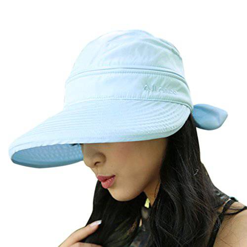 여자,여성용,우먼스 2in1 넓은챙 섬머 접이식 Anti-UV 골프 테니스 썬바이저, 햇빛가리개 캡 비치 모자