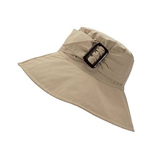 FLH  귀여운 버킷 방수 모자 w/ 버클 악센트, 3.5 인치 넓은챙, Roll-Up 포장가능