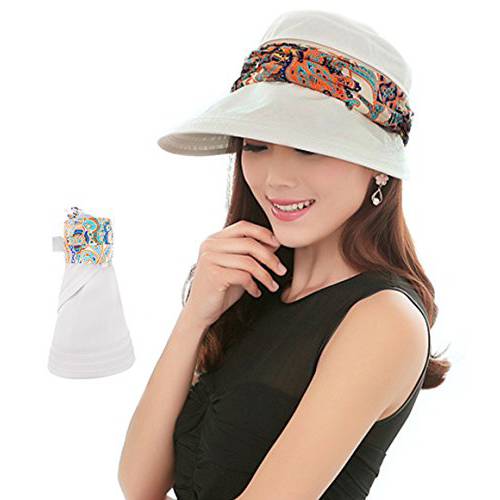 롤 Up 넓은챙 썬바이저, 햇빛가리개 UPF 50+ UV 프로텍트 썬 모자 넥 보호