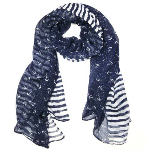 Wrapables Stripes and Anchor Nautical 선박 스카프 72 x 42