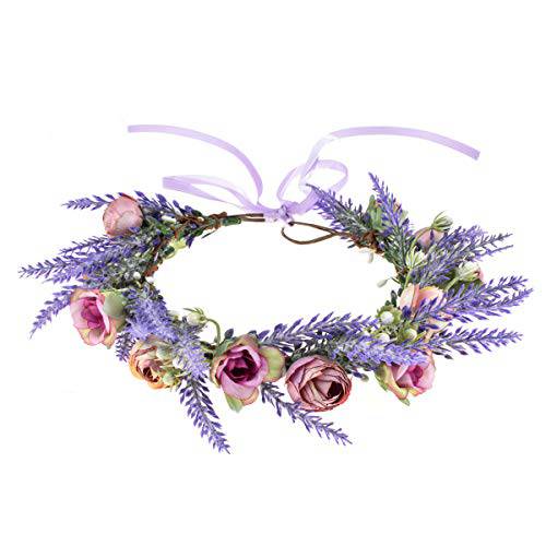 Floral Fall  라벤더 로즈 플라워 왕관 퍼플 Headpiece 웨딩 신부 Halo 임산부 포토 프롭 FL-12