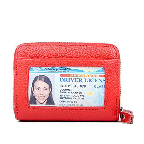 KALMORE  지갑 여성용 천연가죽 이중 지퍼 RFID 차단 지갑 동전 포켓
