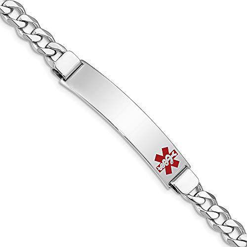 925 Sterling 실버 7mm Rhodium-plated Medical ID 연석 링크 체인 목걸이, 팔찌 or Anklet