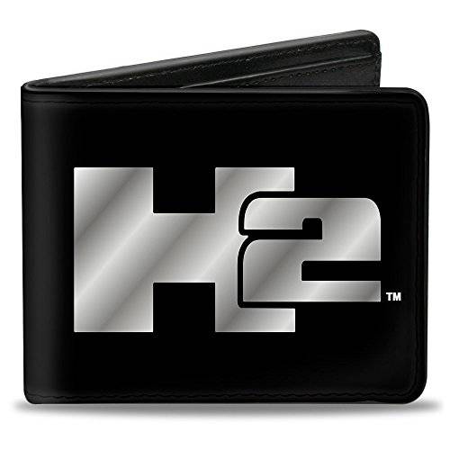 Buckle-Down  남성용 Buckle-down Pu 바이폴드 - H2 블랙/ 실버 로고 Centered 지갑, 다양한색, 4.0 x 3.5 US