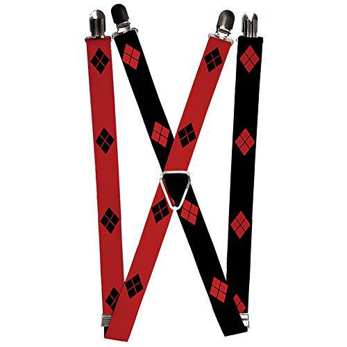 Buckle-Down Suspenders-Harley Quinn 다이아몬드 블랙/ 레드