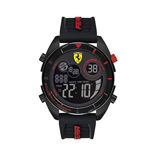 Ferrari Men’s Forza 쿼츠시계 실리콘 스트랩, 블랙, 22 (모델: 0830743)