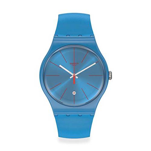 Swatch New Gent 스위스 쿼츠 실리콘 스트랩, 블루, 20 캐쥬얼 워치 (모델: SUOS401)