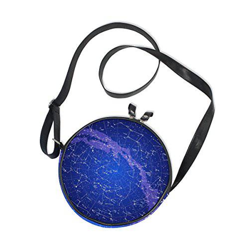 ALAZA  외부 스페이스 갤럭시 12 Constellations 라운드 크로스바디 백 메신저 지갑