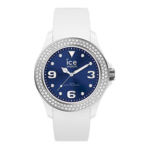Ice-Watch - 아이스 스타 화이트 딥 블루 - Women’s 손목시계 실리콘 스트랩 - 017235 (미디엄)