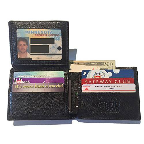 RFID 차단 지갑+ 2 프리 RFID 차단 슬리브S (1 Passport 홀더& 1 신용 카드 슬리브) - 남성용 - 프리미엄 가죽  지갑S 케이스 테크놀로지 정지 RFID 칩&  태그 리더, 리더기 도용 세이프 칩S& T