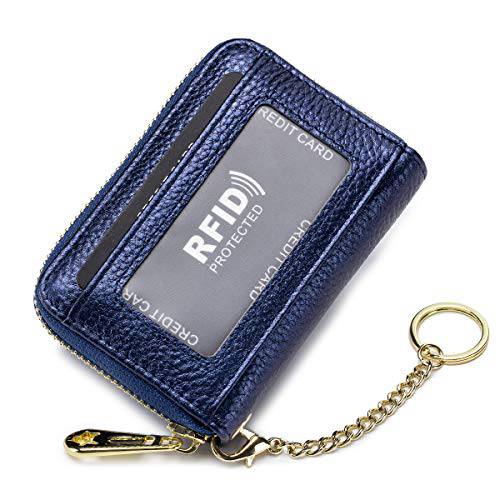 imeetu  가죽 신용 카드 지갑 RFID 지퍼 카드 케이스 홀더 탈부착가능 키체인,키링,열쇠고리