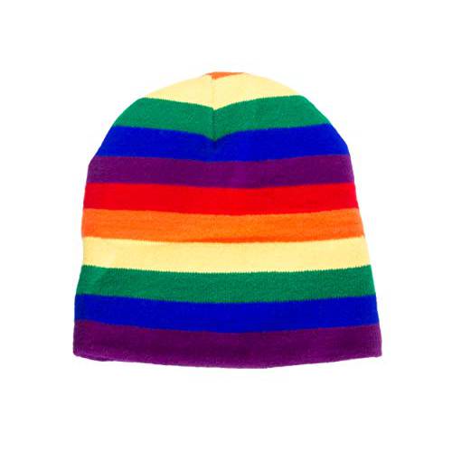 레인보우 줄무늬 비니 니트 모자, 망사 캡 Pride 퍼레이드& LGBTQ Marches