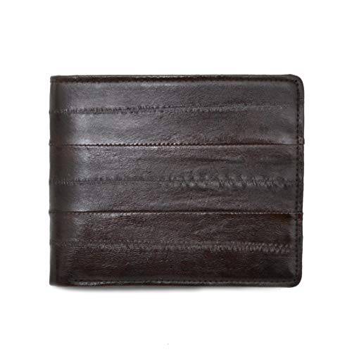 Vidlea  슬림 정품 EEL 스킨 지갑 바이폴드 지갑 신용 카드 홀더 동전 지갑 (브라운)