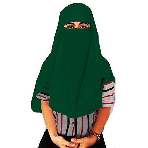 이슬람교도 Women’s 블랙 컬러 Niqab 3 레이어 포멀 웨어 Georgette Burka 드레스