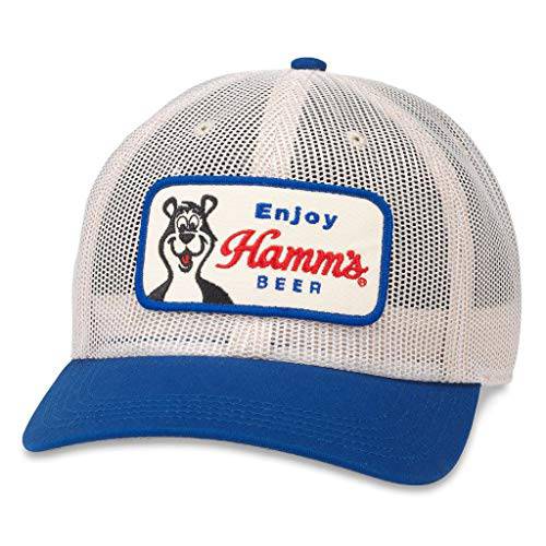 아메리칸 바늘 Tucker Hamms 맥주 매쉬 스냅백 야구 Trucker 모자 (21004A-HAMMS-IROY) 아이보리/ 네이비