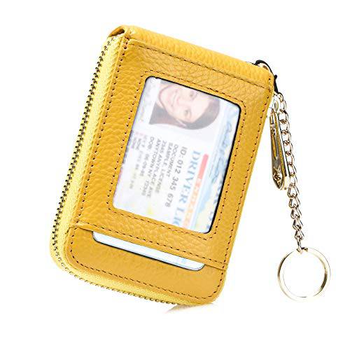 imeetu RFID 신용 카드 홀더 가죽 지퍼 카드 케이스 지갑 탈부착가능 키체인,키링,열쇠고리