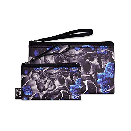 Liquorbrand Los Muertos Day of the Dead Wristlet 파우치 백 and 동전 지갑 세트