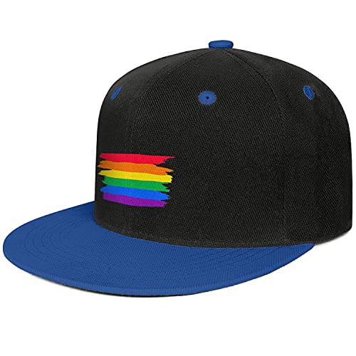 유니섹스 아메리칸 레인보우 깃발 Gay Pride 플랫 야구 모자 통기성 아버지 런닝 스냅백 캡