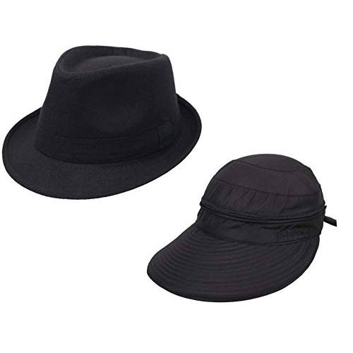 Simplicity 남성용 페도라 모자/ 여성 비치 썬 모자, 블랙