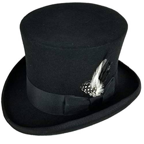 Differenttouch 100% 양모 펠트 탑 모자 Victorian 스타일 Made Hatter 6 톨 신사 매직 모자