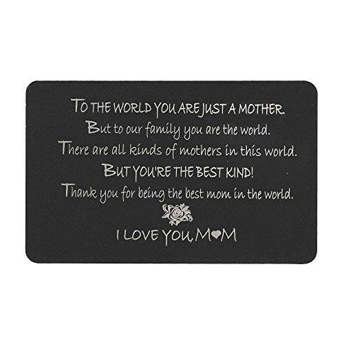 I Love You Mom 개인설정가능한 포토 각인 메탈 지갑 미니 인서트 노트 카드